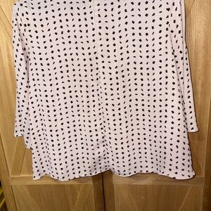 Attention Black and Tan Polka Dot Blouse Medium Slit Sleeve